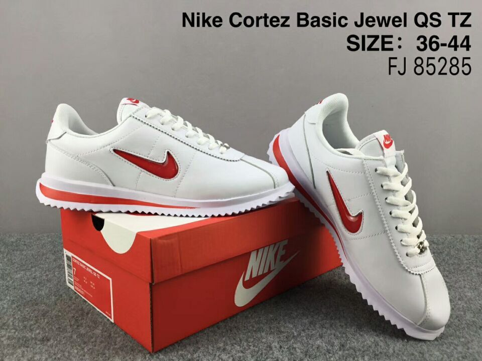 Women NiKe Cortez Basic Jewel QS TZ White Red Shoes